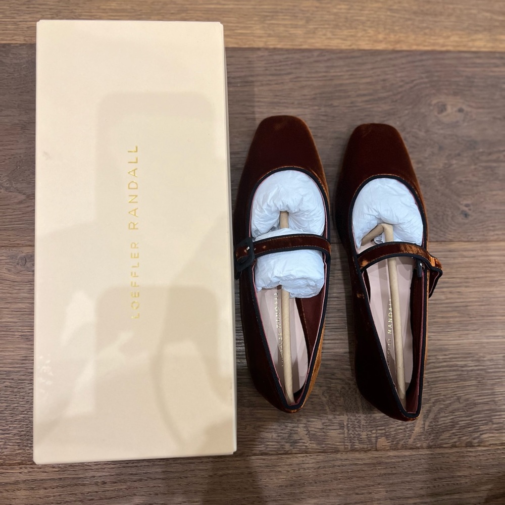 Loeffler Randall Sienna Ginger Brown Velvet Mary Jane Flats